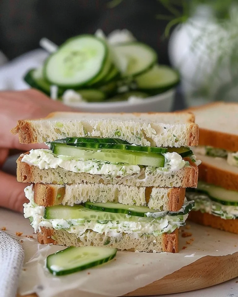 Delicious cucumber sandwiches prepared with fresh cucumbers and cream cheese