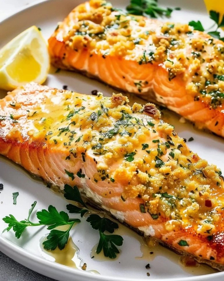 Juicy Honey Mustard Salmon dish served with fresh vegetables