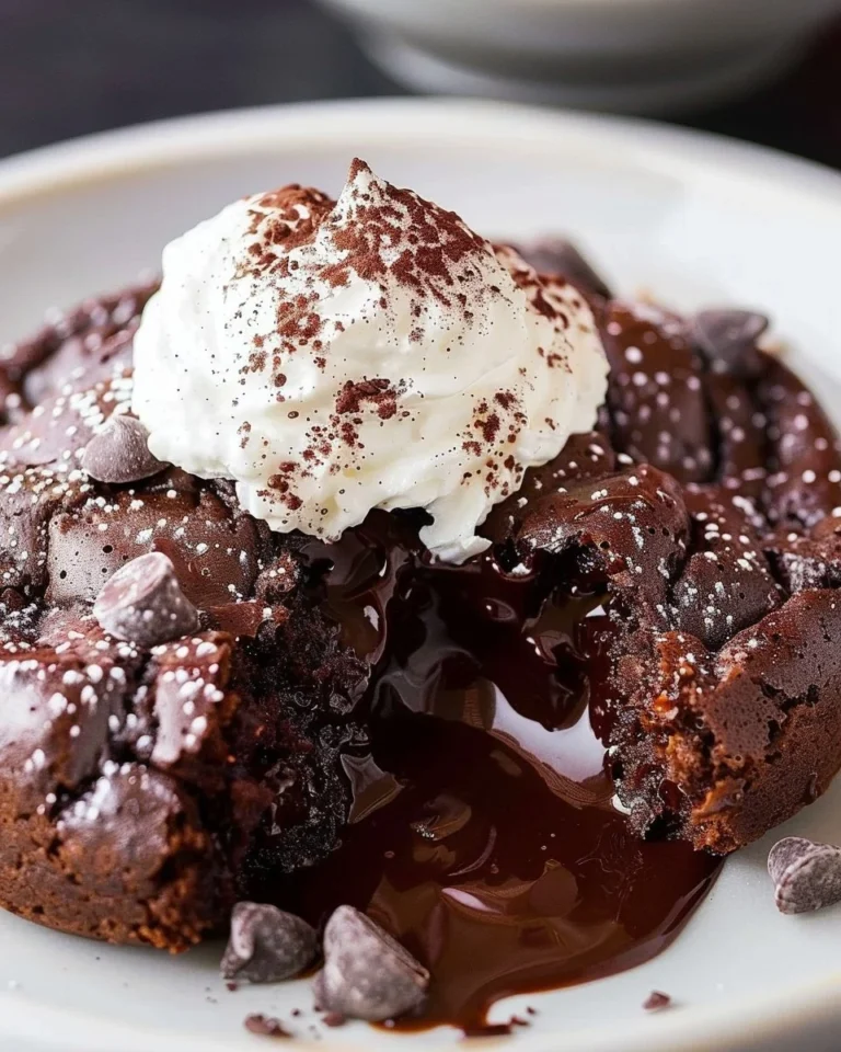 Rich and creamy molten chocolate cake garnished with chocolate shavings.