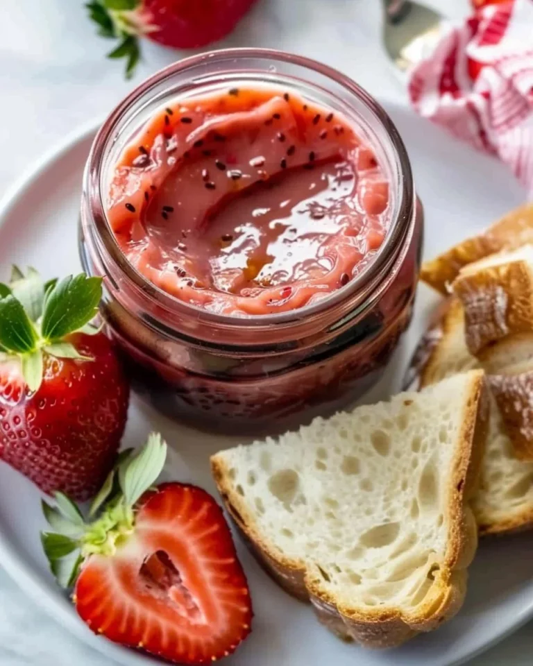 Delicious creamy strawberry honey butter spread on toast.