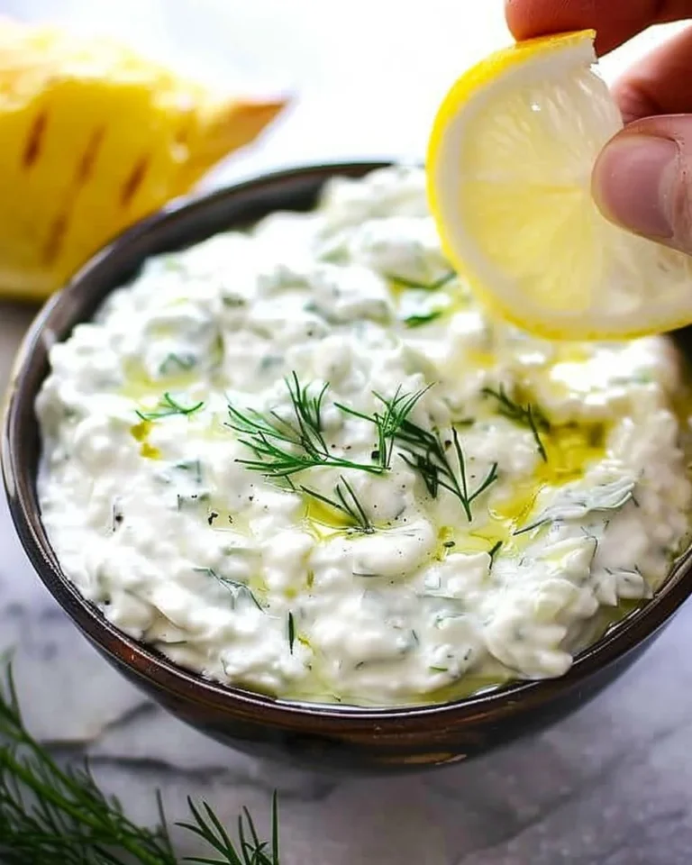 Homemade Traditional Greek Tzatziki dipping sauce with fresh ingredients