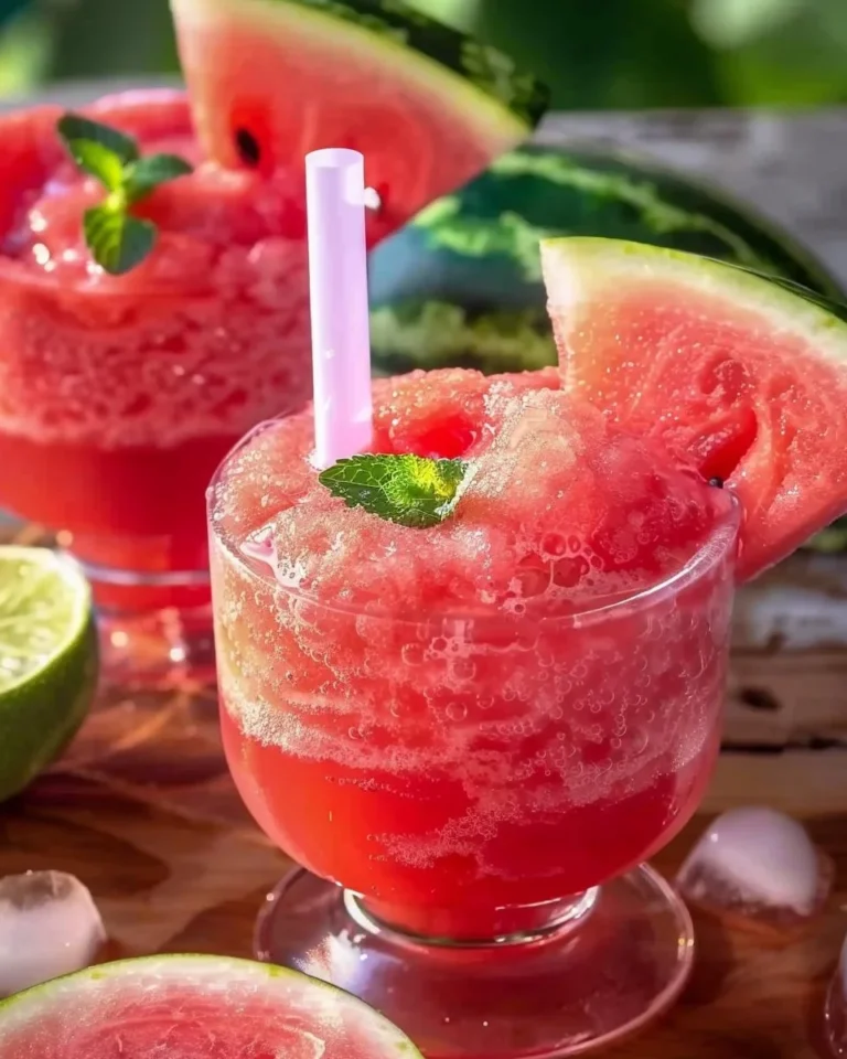 Refreshing watermelon slushies in a glass, perfect summer drink recipe