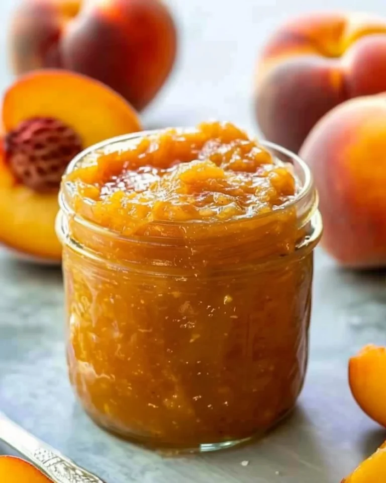 Homemade crockpot peach butter spread on toast