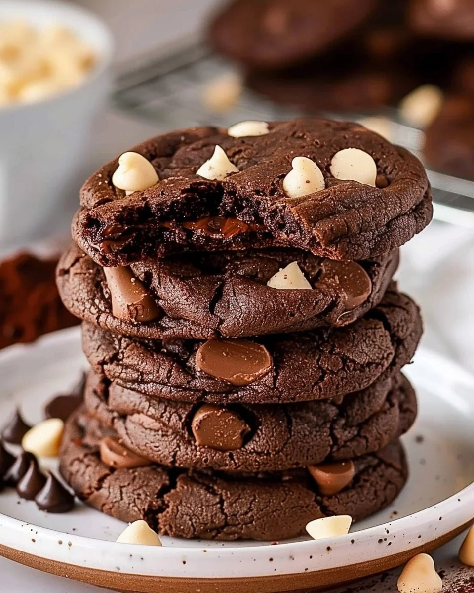 Delicious copycat Crumbl chocolate cake cookies on a plate