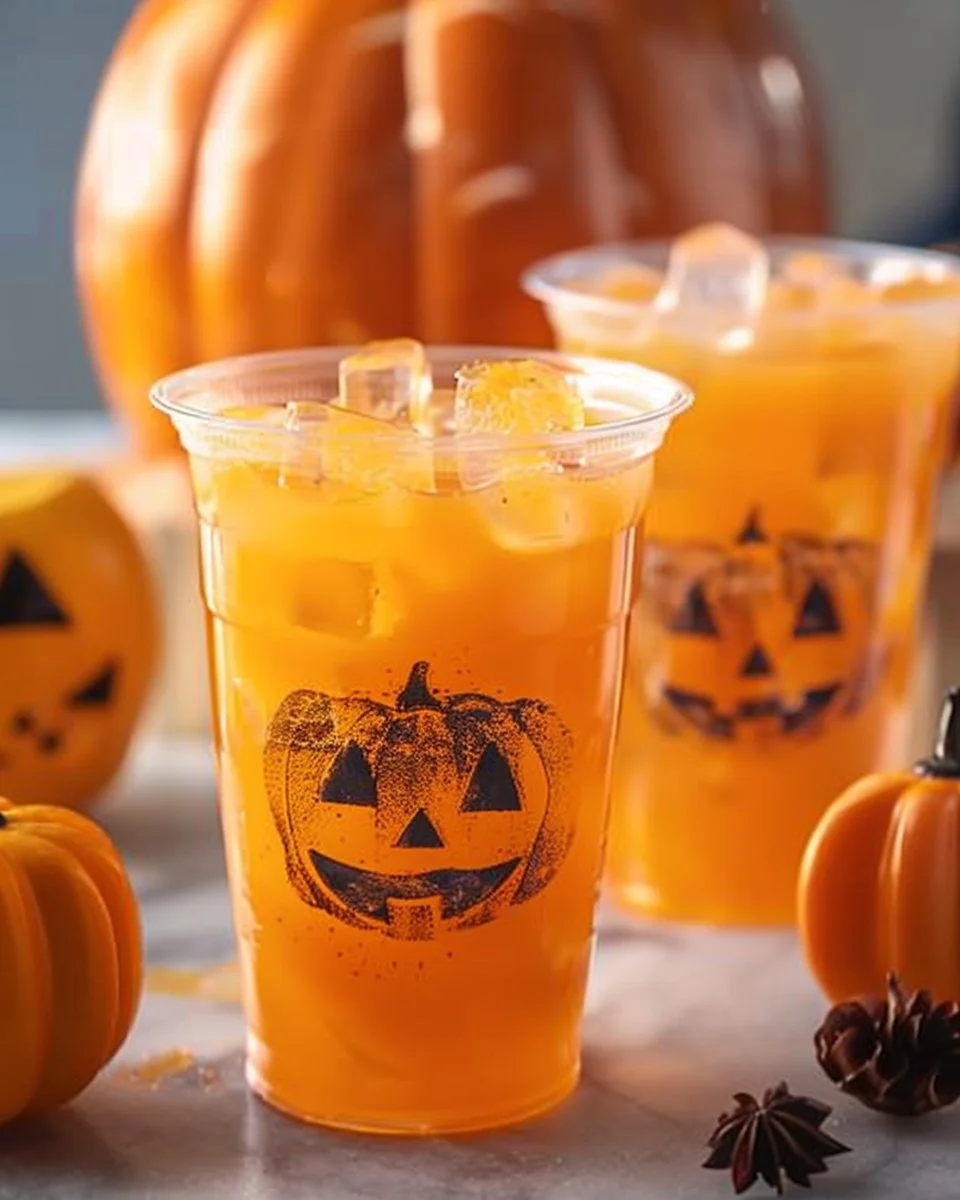 A refreshing Fall Punch served in a glass with autumn fruits and spices.