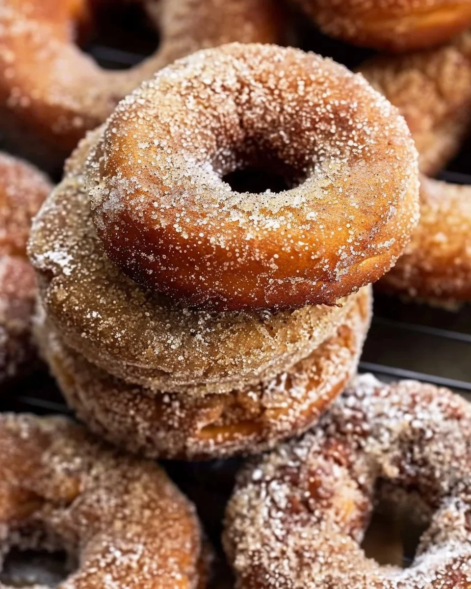 Homemade baked apple cider donuts with cinnamon glaze