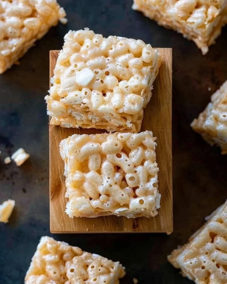 Delicious Brown Butter Vanilla Bean Rice Krispie Treats on a serving plate